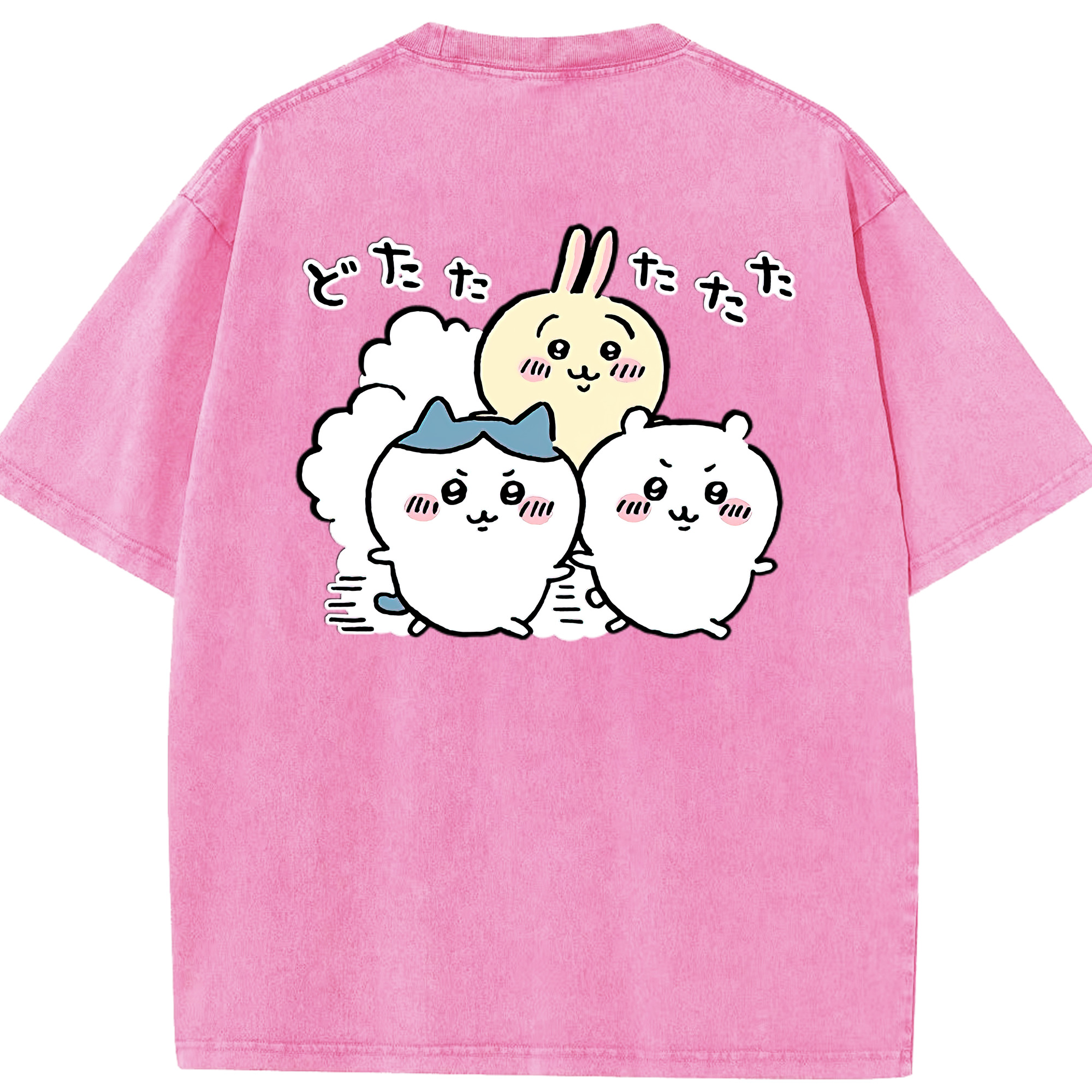（画像用） ちいかわ ハチワレ Chii-kawa hachiware 綿100% ヴィンテージ風 半袖Tシャツ（背面プリント）